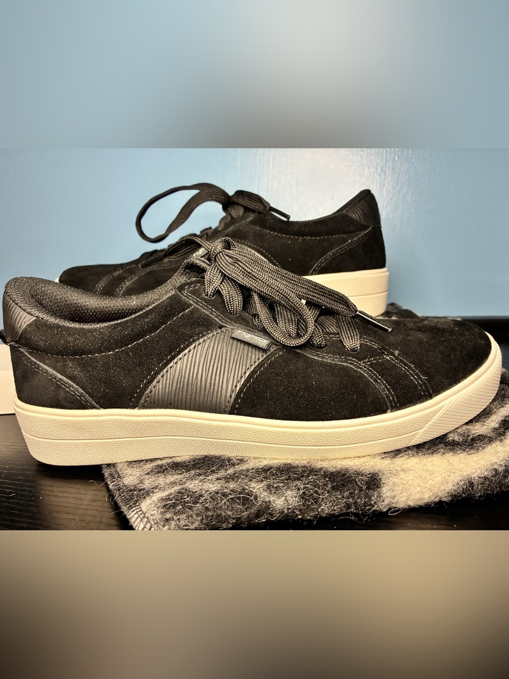 Ryka Black Suede Sneakers with Pink Insole